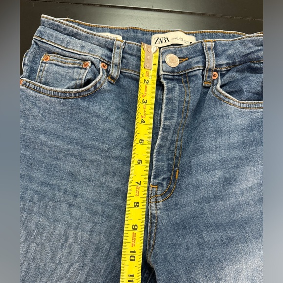 Zara the bloom flare crop jeans wide leg 6 blue - Picture 6 of 10